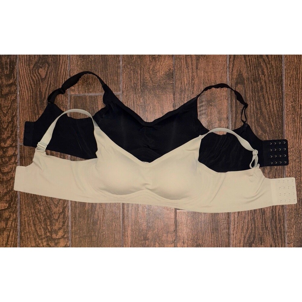 2 Pk Seamless Wireless T-Shirt Bra XL Olive Black Adjustable Lounge Bra Padded